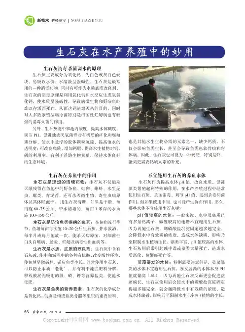 生石灰在水产养殖中的妙用