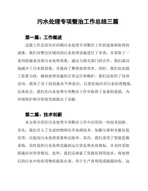 污水处理专项整治工作总结三篇