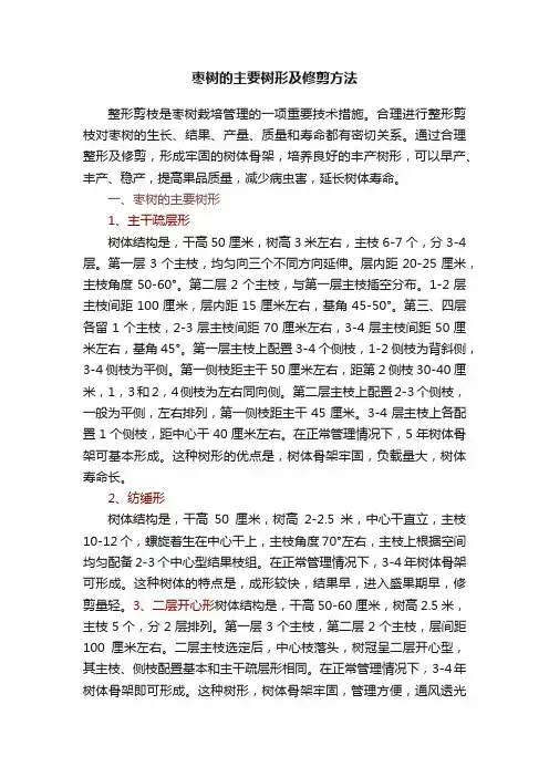 枣树的主要树形及修剪方法