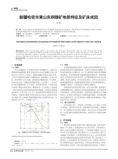 新疆哈密市黄山东铜镍矿地质特征及矿床成因