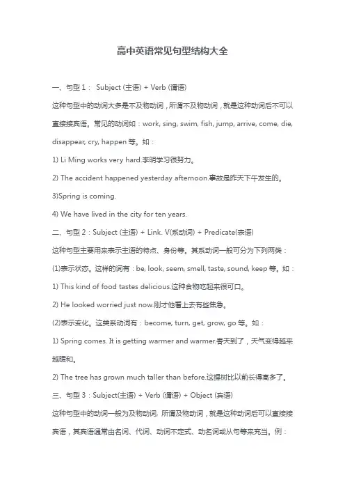 高中英语常见句型结构大全(高考秘笈)