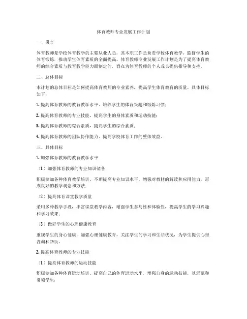 体育教师专业发展工作计划