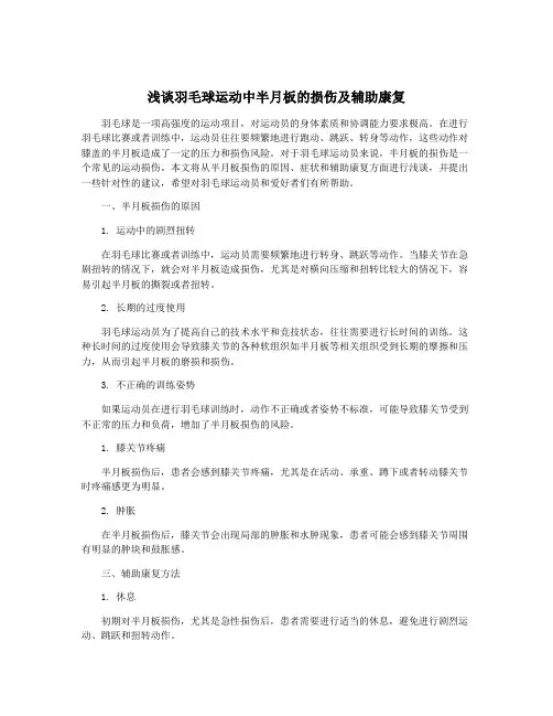 浅谈羽毛球运动中半月板的损伤及辅助康复