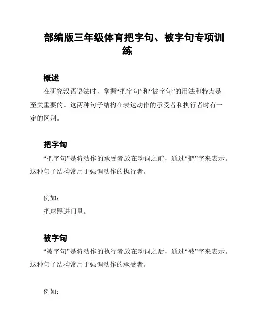 部编版三年级体育把字句、被字句专项训练