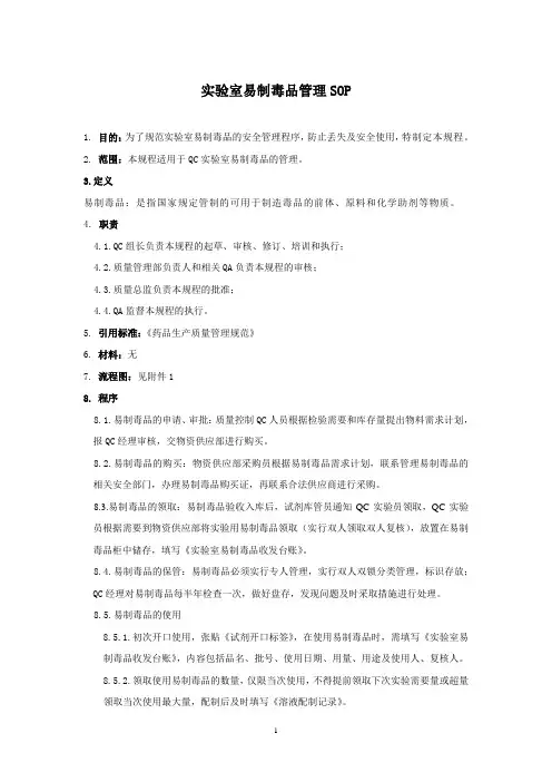 实验室易制毒品管理SOP