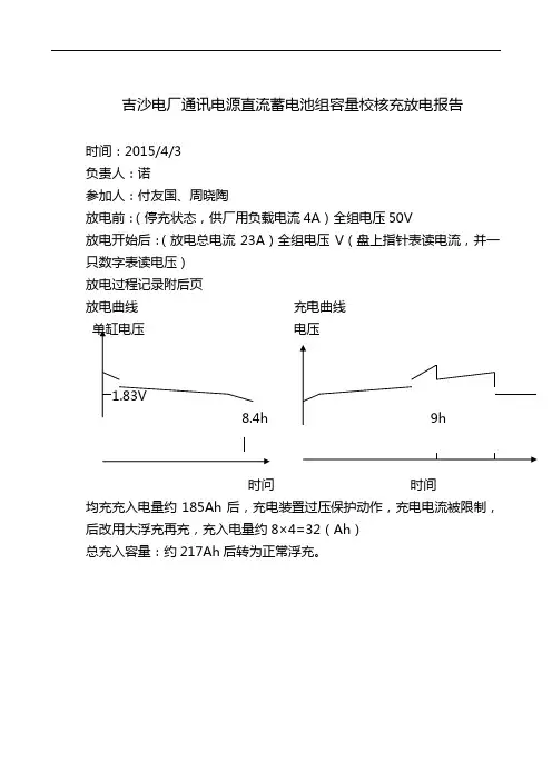 蓄电池充放电实验记录簿