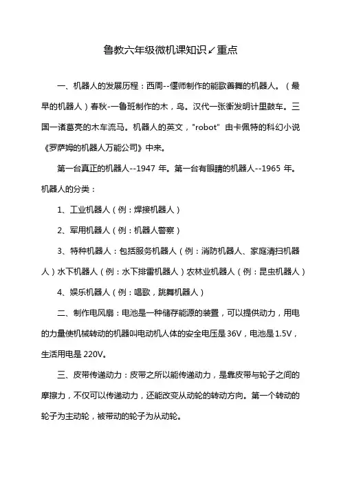 鲁教六年级微机课知识↙重点