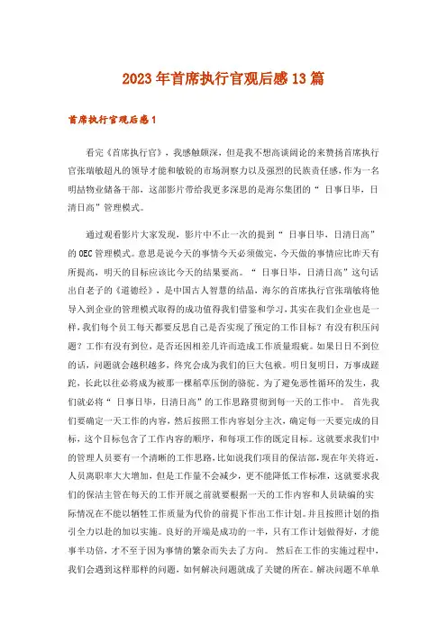 2023年首席执行官观后感13篇