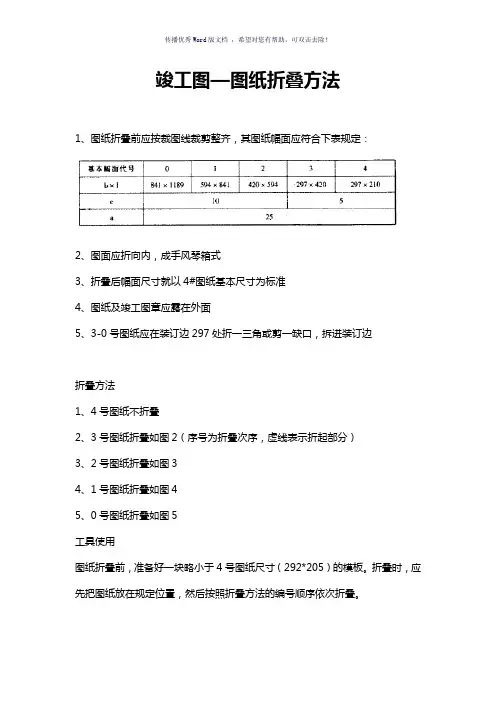 工程竣工图-图纸折叠方法(参考模板)