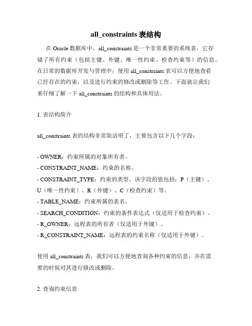 all_constraints表结构