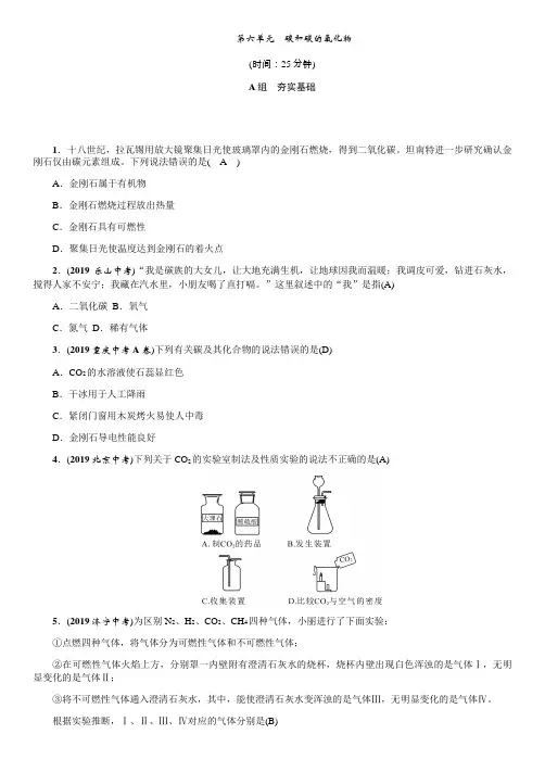 中考化学复习第六单元 碳和碳的氧化物