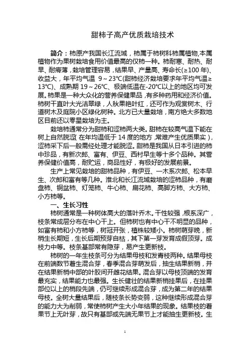 甜柿子高产优质栽培技术