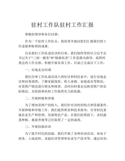 驻村工作队驻村工作汇报