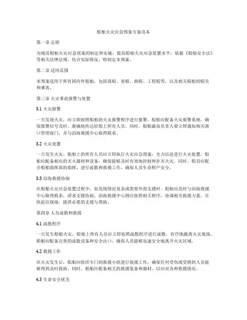 船舶火灾应急预案方案范本