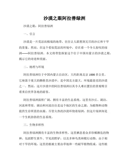 沙漠之眼阿拉善绿洲