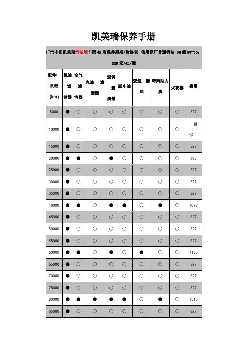 凯美瑞保养手册