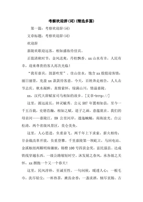 考察欢迎辞(词)(精选多篇).doc