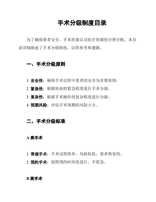 手术分级制度目录