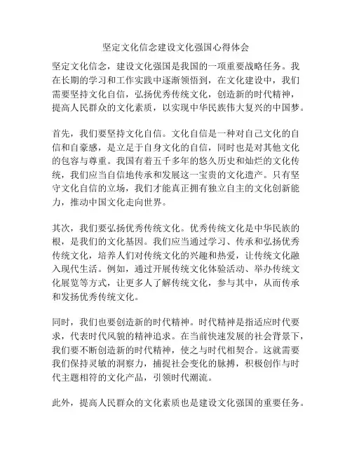 坚定文化信念建设文化强国心得体会