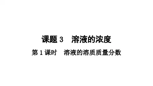 人教版九年级下册化学 第九单元 溶液  课题3 第1课时 溶液的溶质质量分数