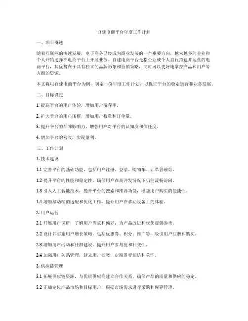 自建电商平台年度工作计划