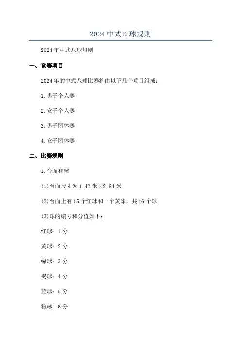 2024中式8球规则