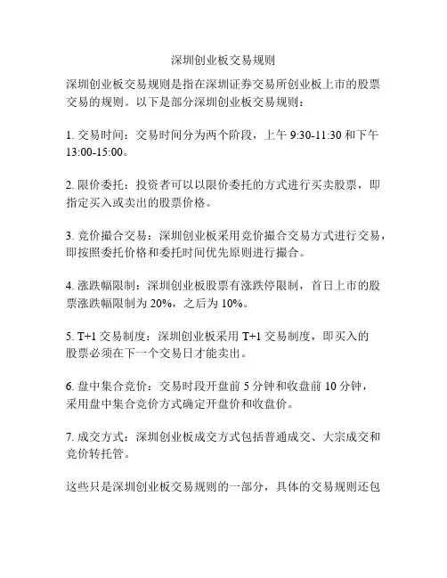 深圳创业板交易规则