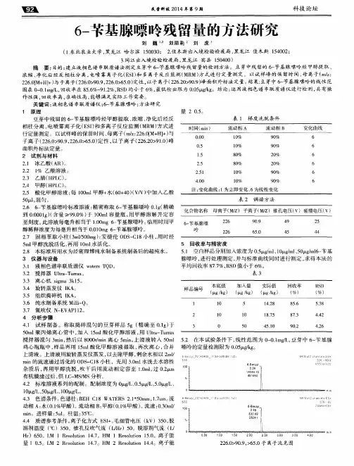 6-苄基腺嘌呤残留量的方法研究