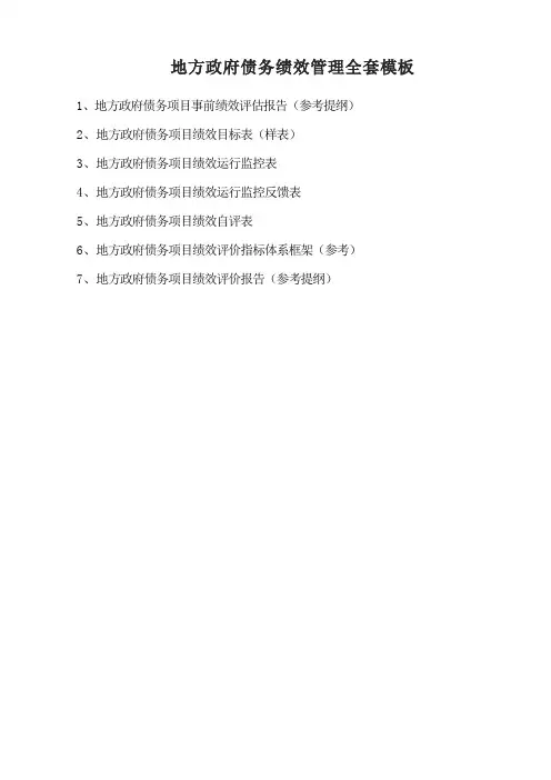 地方政府债务绩效管理全套模板