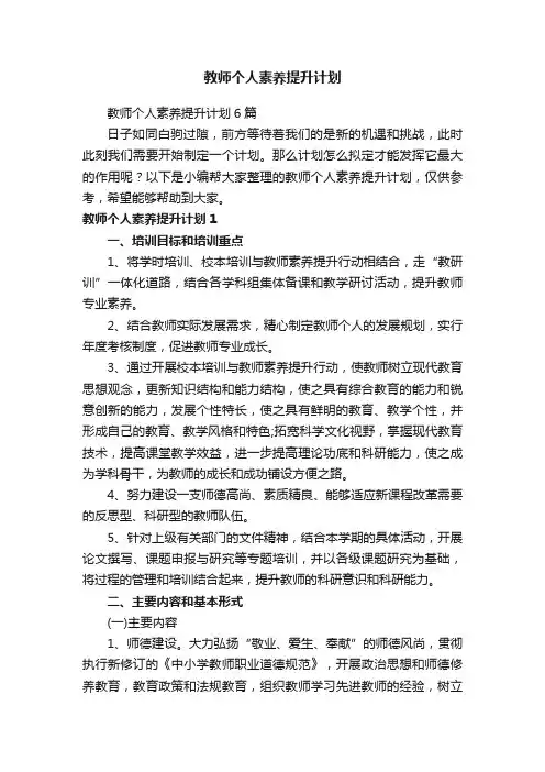 教师个人素养提升计划6篇