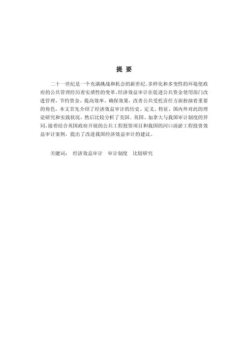 国内外经济效益审计比较研究