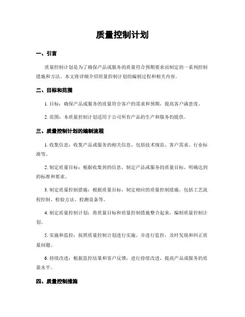 质量控制计划