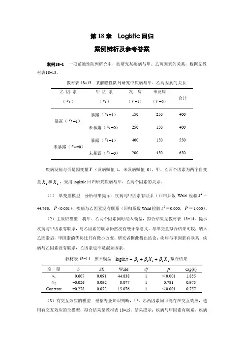 第18章 Logistic回归案例辨析及参考答案