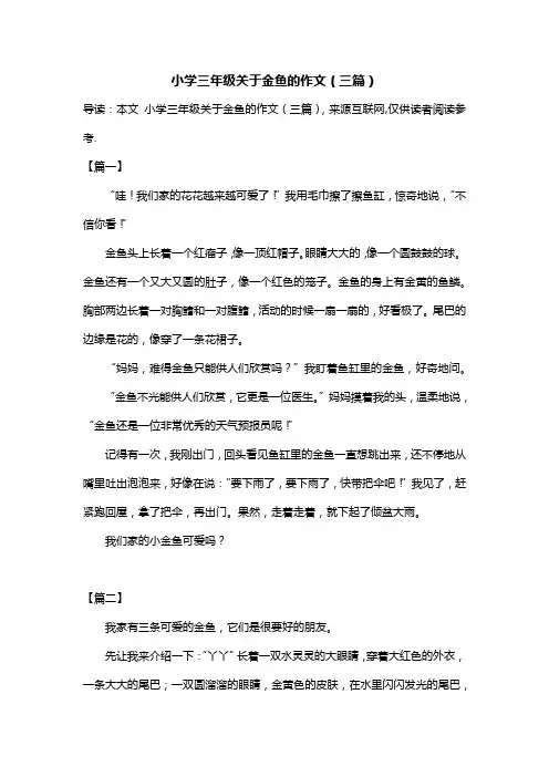小学三年级关于金鱼的作文(三篇)