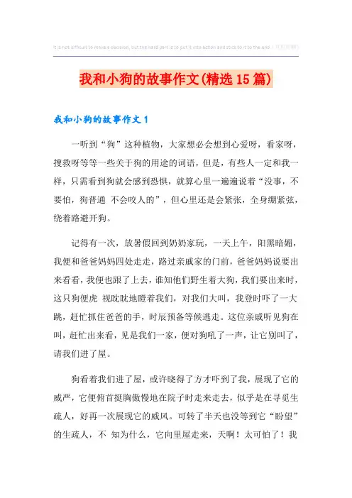 我和小狗的故事作文(精选15篇)