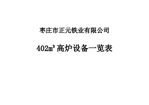 正元铁业高炉设备一览表
