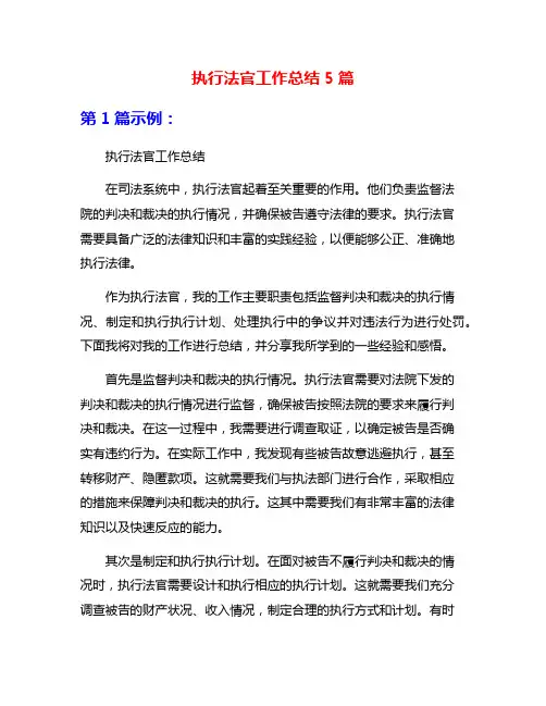 执行法官工作总结5篇