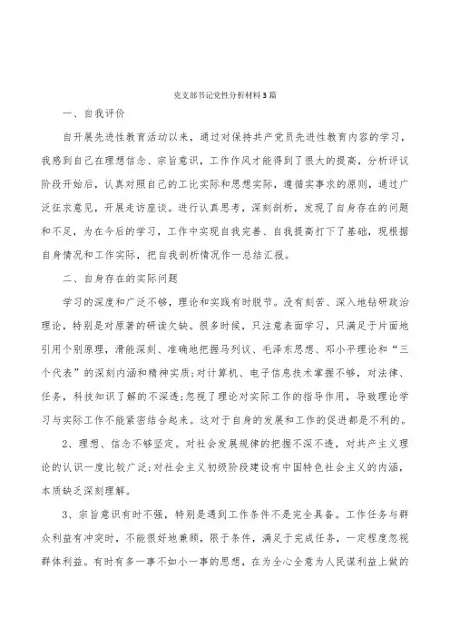 党支部书记党性分析材料3篇