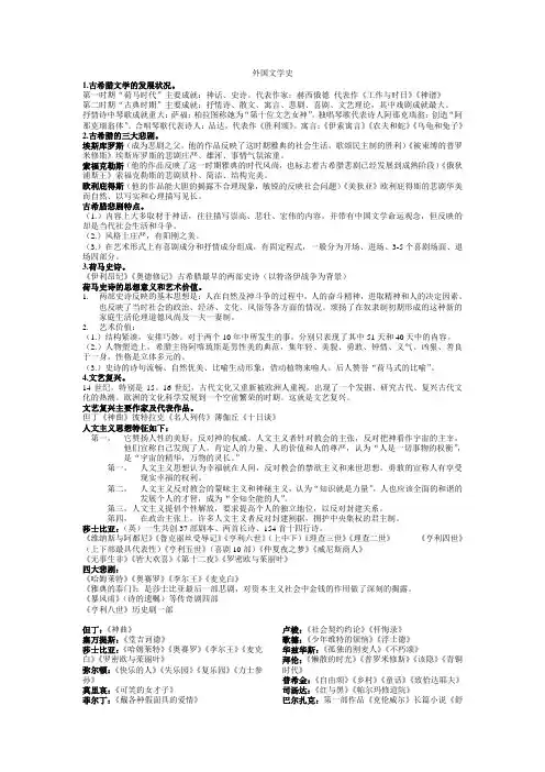 外国文学史重点