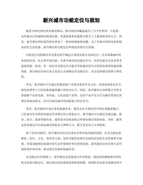 新兴城市功能定位与规划