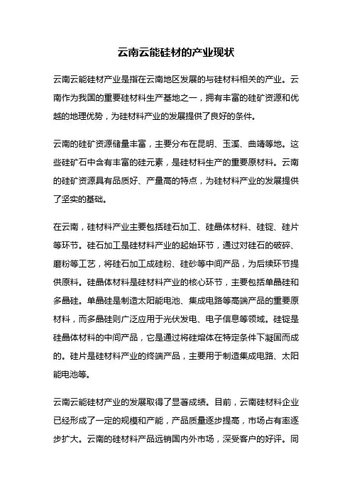 云南云能硅材的产业现状