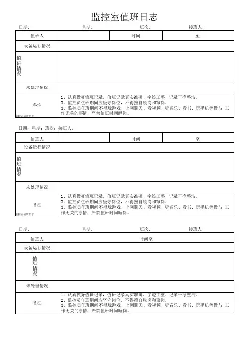 监控室值班日志模板