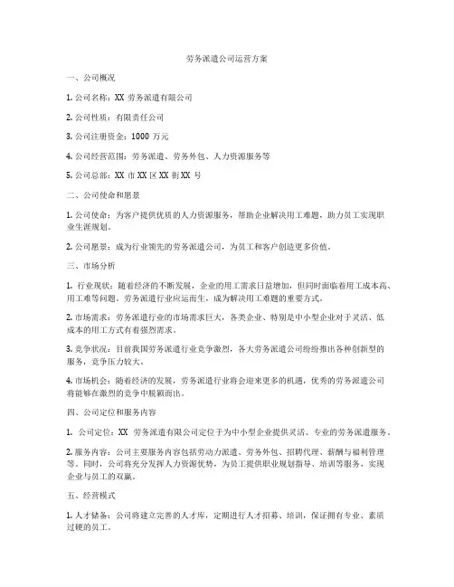 劳务派遣公司运营方案