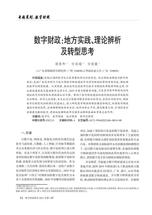 数字财政地方实践、理论辨析及转型思考