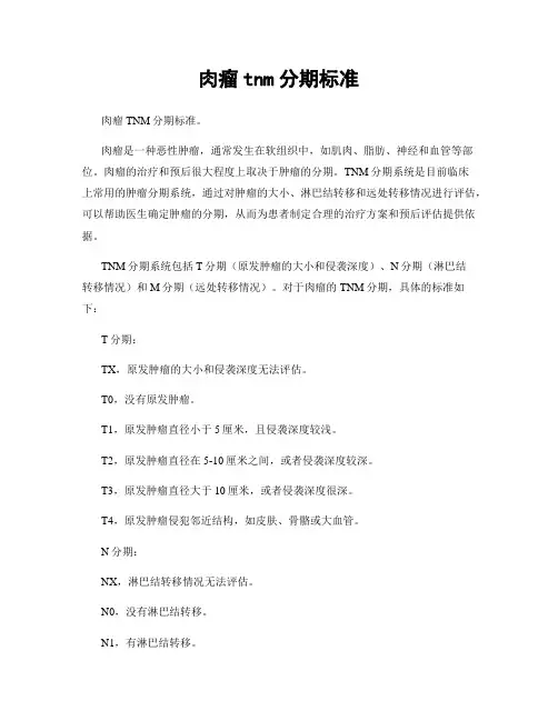 肉瘤tnm分期标准