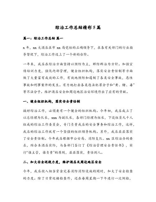 综治工作总结精彩5篇