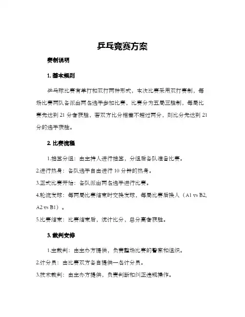 乒乓竞赛方案