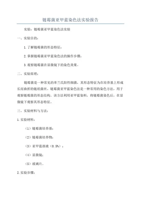 链霉菌亚甲蓝染色法实验报告