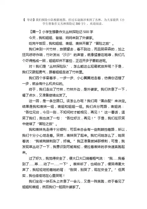 小学生想象作文丛林探险记500字