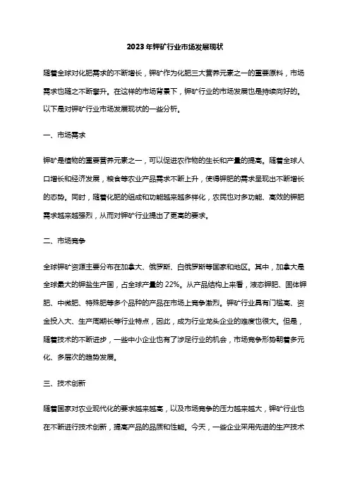 2023年钾矿行业市场发展现状